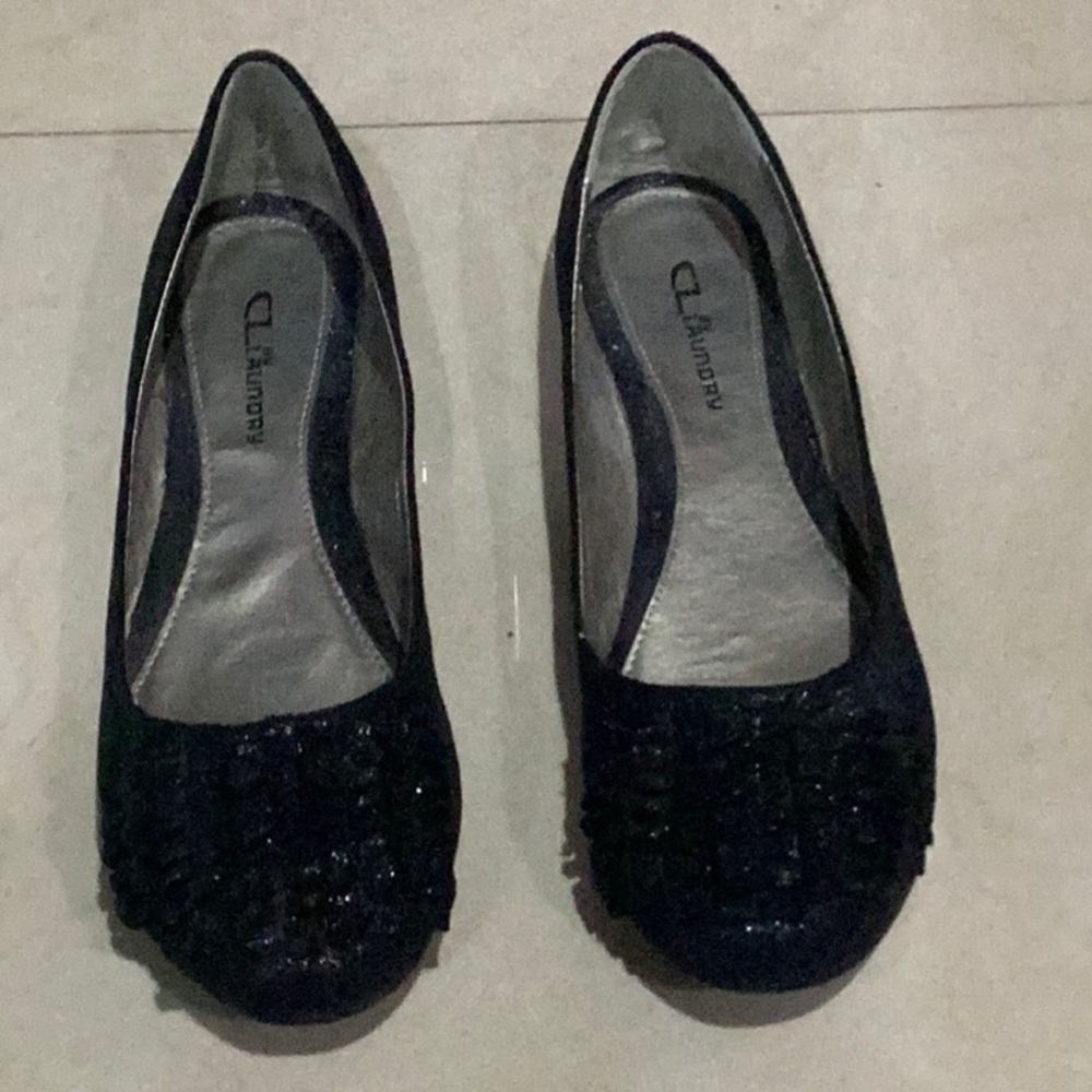 CL by Laundry Glamor Disco Fabric Slip On Ballet Flats, Black SZ 10 - Picture 4 of 8